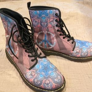 Men's Purple Peace Sign Combat Boots Size 11